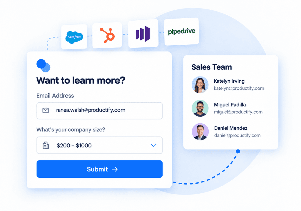 Contact form and sales team